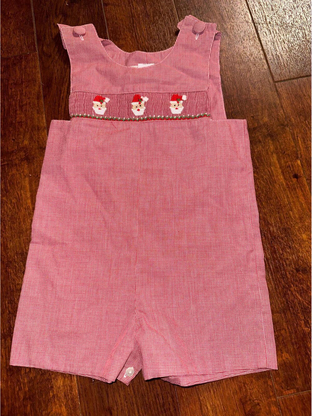 Amanda Remembered Santa Christmas boys smocked Romper size 18 Months